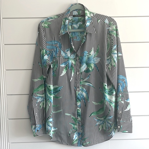 Ralph Lauren Black and White Long Sleeve Button Down Shirt - Picture 1 of 7